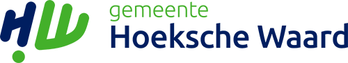 Logo van Hoeksche Waard met groene en blauwe elementen, gebruikt voor regionale herkenning en communicatie.